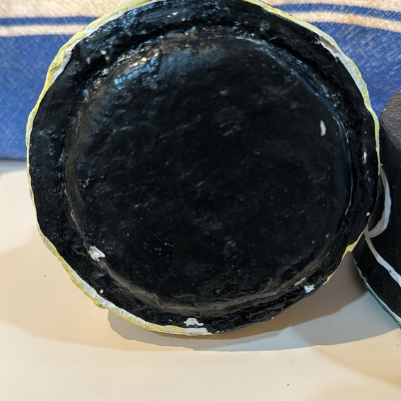 Vintage Black Cat Paper Mache Candy Box. Folk Art. 7 1/2” tall & 4” round. - Picture 7 of 14